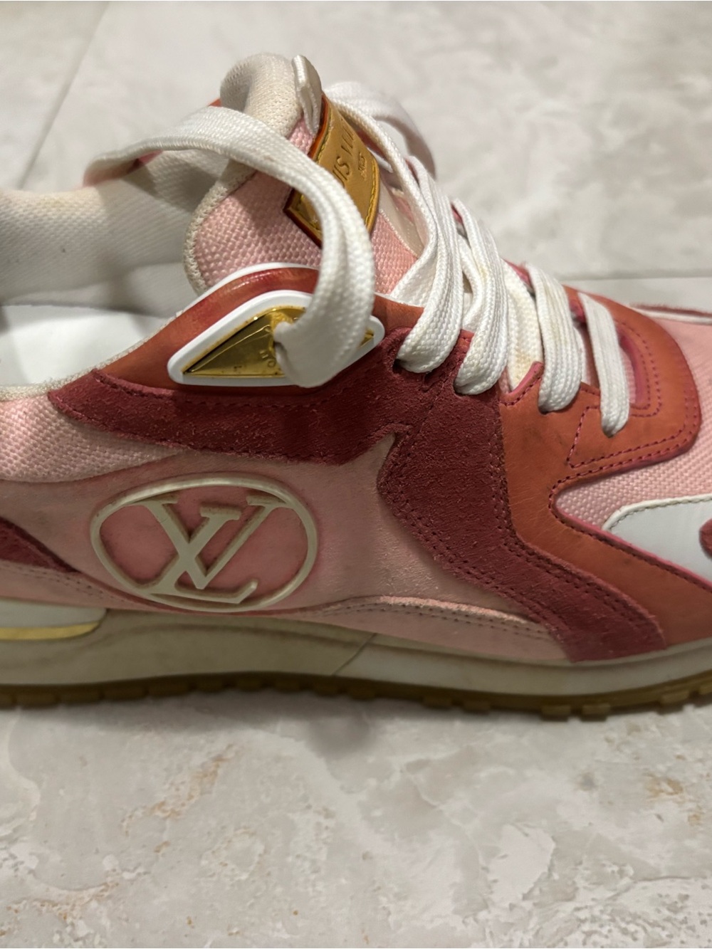 Louis Vuitton Rose and Blush Suede Mesh Sneaker